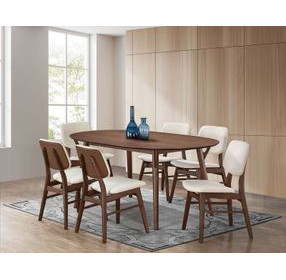 Uzwil Walnut and Beige Upholstered Side Chair Set of 2