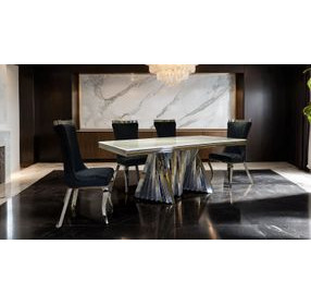 Basilicata Chrome 79" Rectangular Dining Table
