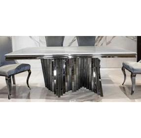 Basilicata Chrome 79" Rectangular Dining Room Set