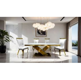 Palazzo White and Gold Side Chair Set of 2