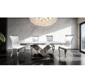 Palazzo White and Silver Side Chair Set of 2