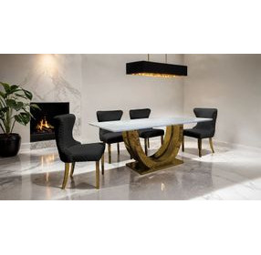 Portanova Black and Gold Side Chair Set of 2