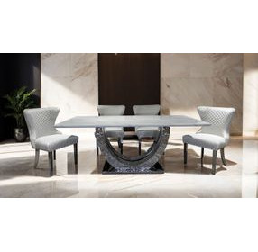 Portanova White and Silver Side Chair Set of 2