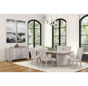 Argenthart Light Gray Extendable Rectangular Glass Top Dining Room Set