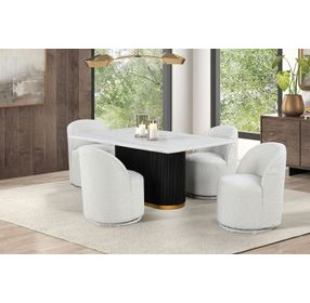 Morges Black and White 72" Rectangular Dining Table with Marble Top