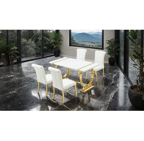 Holstebro Gold and White 60" Rectangular Dining Room Set