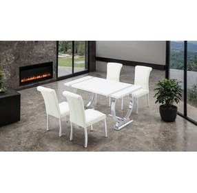 Holstebro White and Silver Upholstered Side Chair Set of 2