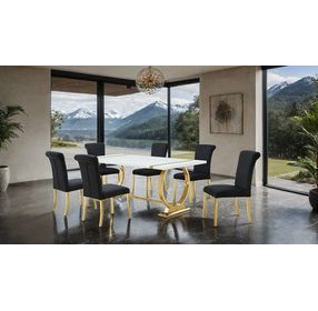 Holbaek Gold and White 80" Rectangular Dining Table