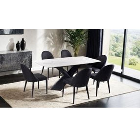 Lenvik Black and White Upholstered Side Chair Set of 2