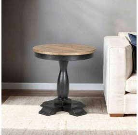 Neue Mills Weathered Black and Brown Round End Table