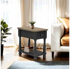 Neue Mills Weathered Black and Brown Rectangular Chairside Table