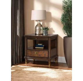 Westerham Dark Cherry Rectangular End Table with Pull Out Tray and LED