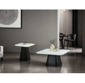 Sindal Black and White Square Marble Top End Table