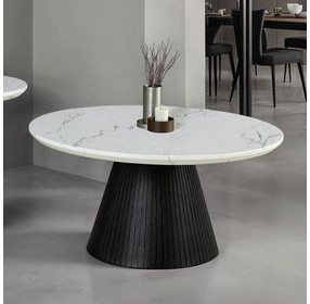 Sindal Black and White Round Marble Top Occasional Table Set
