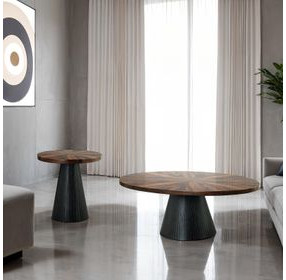 Surdal Black and Brown Round End Table