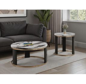 Bogor Black and White Round End Table