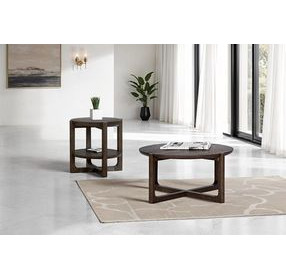 Vellara Dark Walnut Round End Table