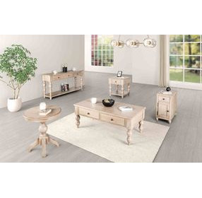 Chesapeake Light White Wash Rectangular Side Table with USB Charging