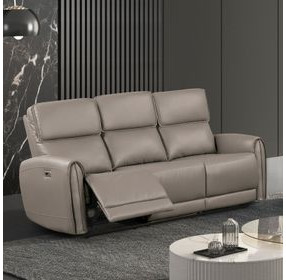 Schlieren Light Gray Power Reclining Living Room Set with USB Charging