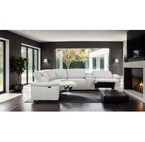 Hieronimus Light Gray 115" Power Reclining Sectional with Adjustable Headrest and USB Charging