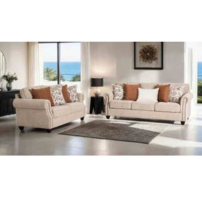 Buckhurst Taupe 87" Sofa with Nailhead Trim