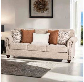 Buckhurst Taupe Living Room Set with Nailhead Trim