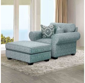Queensbury Teal Upholstered Accent Chair with Pillow
