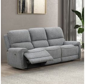 Morcote Gray Power Reclining Living Room Set with USB Charging