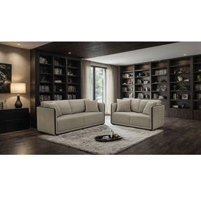 Benilde Taupe 63" Loveseat with Pillows