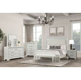 Stella Mia Creamy White King Upholstered Panel Bed