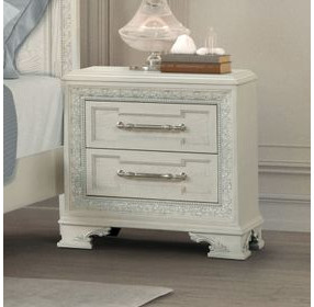 Stella Mia Creamy White 2 Drawer Nightstand with USB Charging