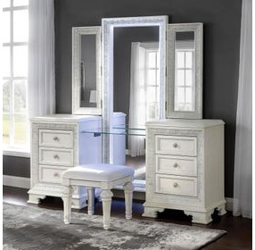 Stella Mia Creamy White Vanity Set with Stool