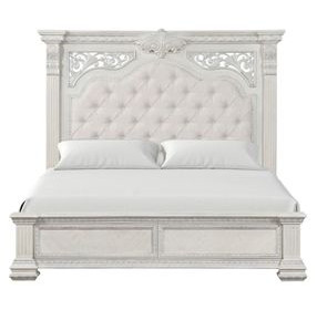 Promenade Wire Brushed White Upholstered Panel Bedroom Set