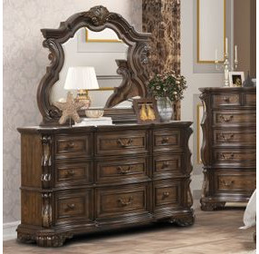 Leovanni Dark Brown 9 Drawer Dresser