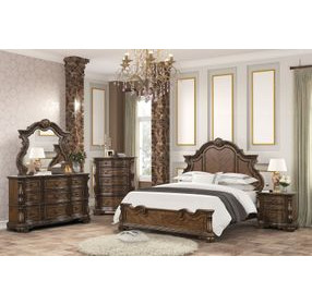 Leovanni Dark Brown Queen Panel Bed