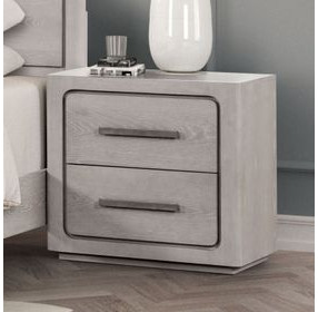 Crowthorne White Oak 2 Drawer Nightstand with USB Charging