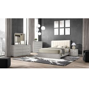 Osterley Light Gray and White Upholstered Panel Bedroom Set