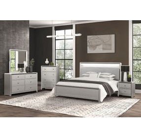 Bryne Champagne Panel Bedroom Set with LED Light