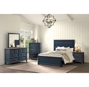 Pinetop Blue and Dark Brown 2 Drawer Nightstand