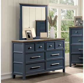 Pinetop Blue and Dark Brown Square Dresser Mirror