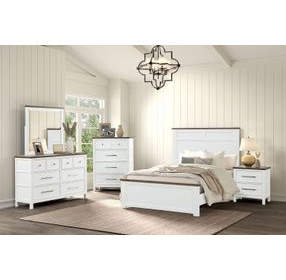 Pinetop White and Dark Brown Full Panel Bed