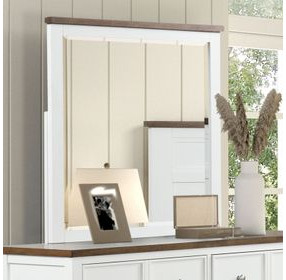 Pinetop White and Dark Brown Square Dresser Mirror