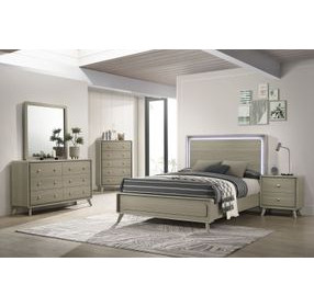 Rainier Gray King Panel Bed with LED
