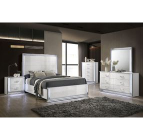 Hazeline White Panel Bedroom Set with LED