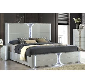 Cleburne Light Gray Panel Bedroom Set with LED