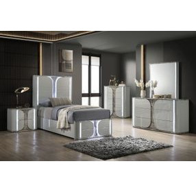 Cleburne Light Gray Full Panel Bed with LED