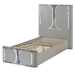 Cleburne Light Gray Panel Bedroom Set with LED