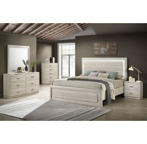 Farsund Dusty Gray Panel Bedroom Set with LED