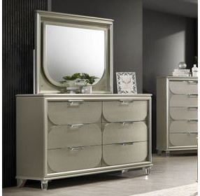 Sheridan Silver Rectangular Dresser Mirror with LED Light