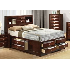Zosimo Dark Cherry Storage Platform Bedroom Set